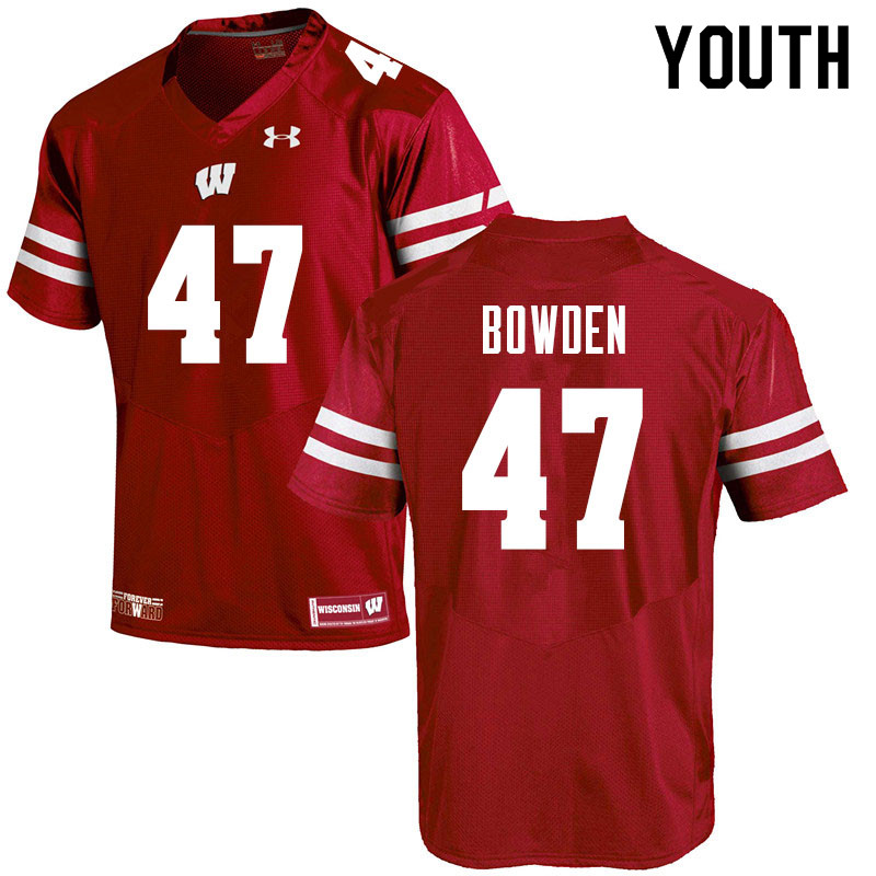 Wisconsin Badgers Youth #47 Peter Bowden NCAA Under Armour Authentic Red College Stitched Football Jersey QL40A24LY
